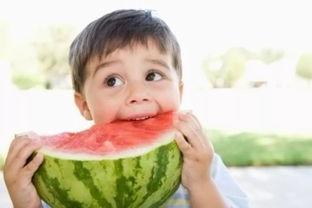 两小儿吃瓜,童趣盎然的夏日时光