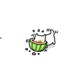 简笔画吃瓜图